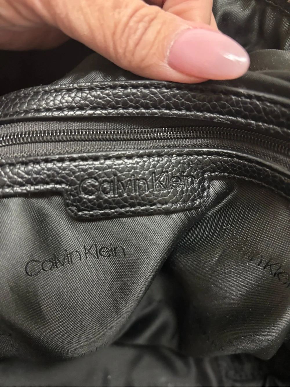 Calvin Klein Black Faux Leather Backpack